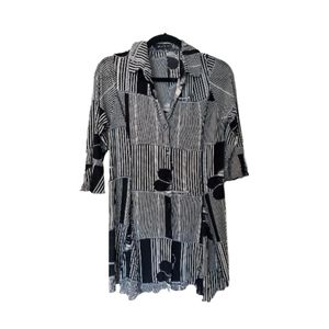 Black and white patterned blouse